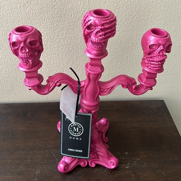Other - Martha Stewart Pink Halloween Skull For Candlesticks Candelabra NWT